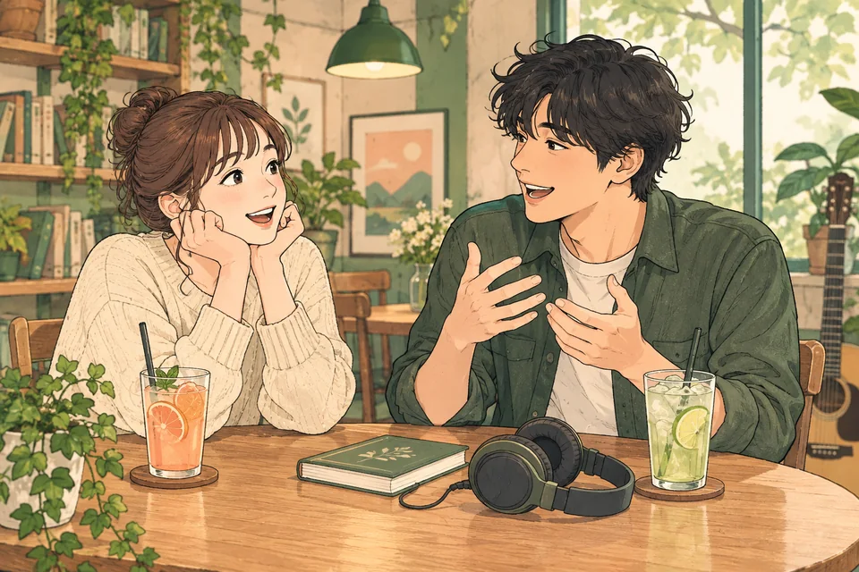 会話のきっかけを選ぶイラスト(AI生成)